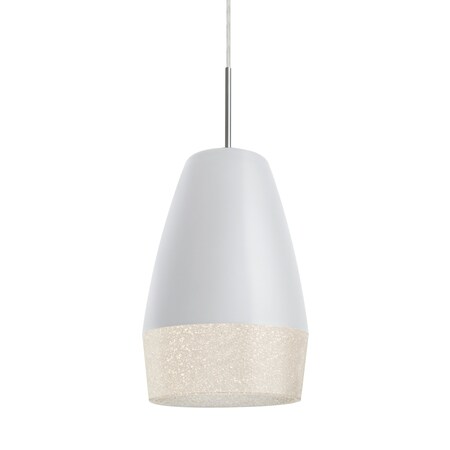 Besa Lighting Abu 12 Cord Pendant, White/Glitter, Satin Nickel Finish, 1x9W LED 1JT-ABU12WH-LED-SN